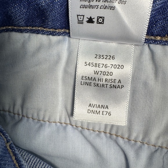 PAIGE Blue Jean Mini Skirt Women 24‎ Esma High Rise A-Line Snap Front Cotton NWT - Picture 10 of 11